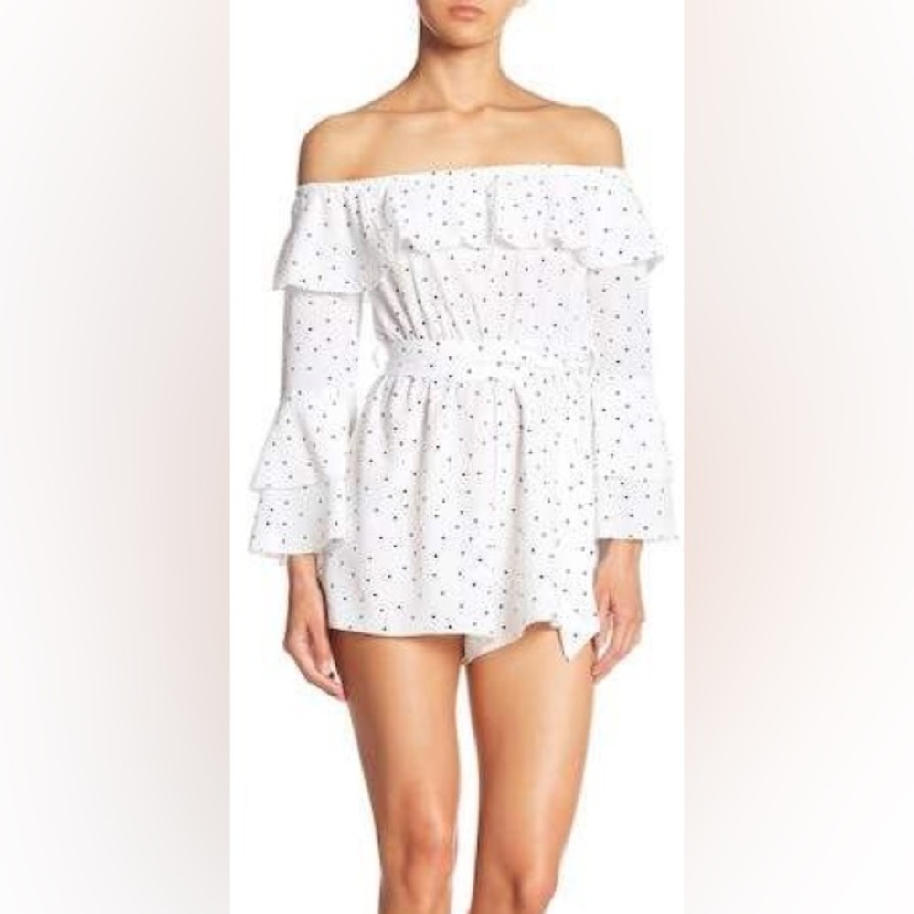 Haute Rogue | Off Shoulder Polka Dot Romper